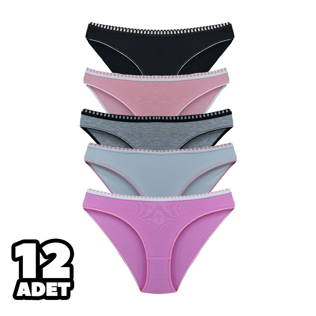 Yüksek Pamuk Oranı Dikişsiz Bikini Külot Tutku 0568 - Karışık Renk