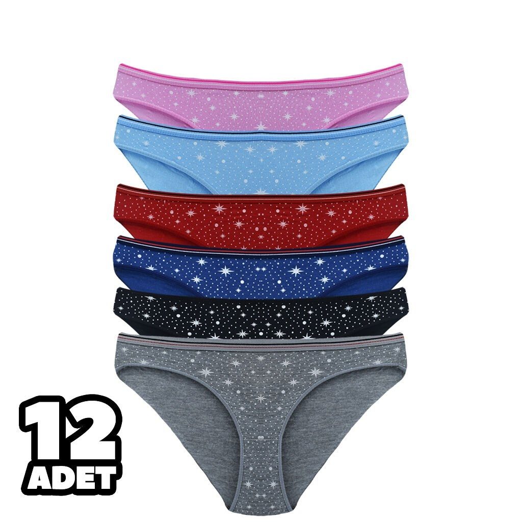 Pamuklu Yüksek Bel Bikini Külot Tutku 0570 - Karışık Renk