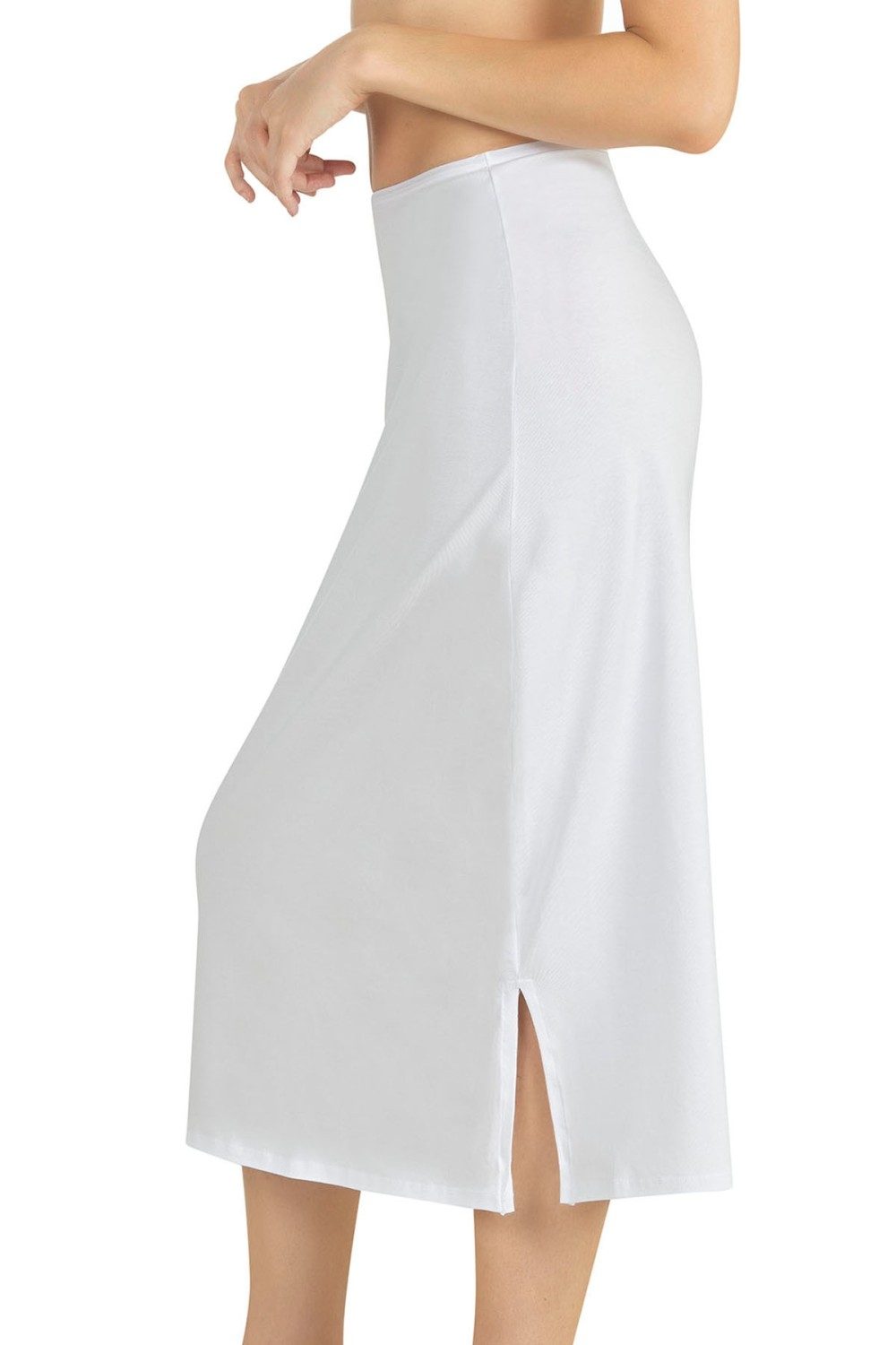 Kaygan Viskon Uzun Jüpon Fabony 1220 - Beyaz