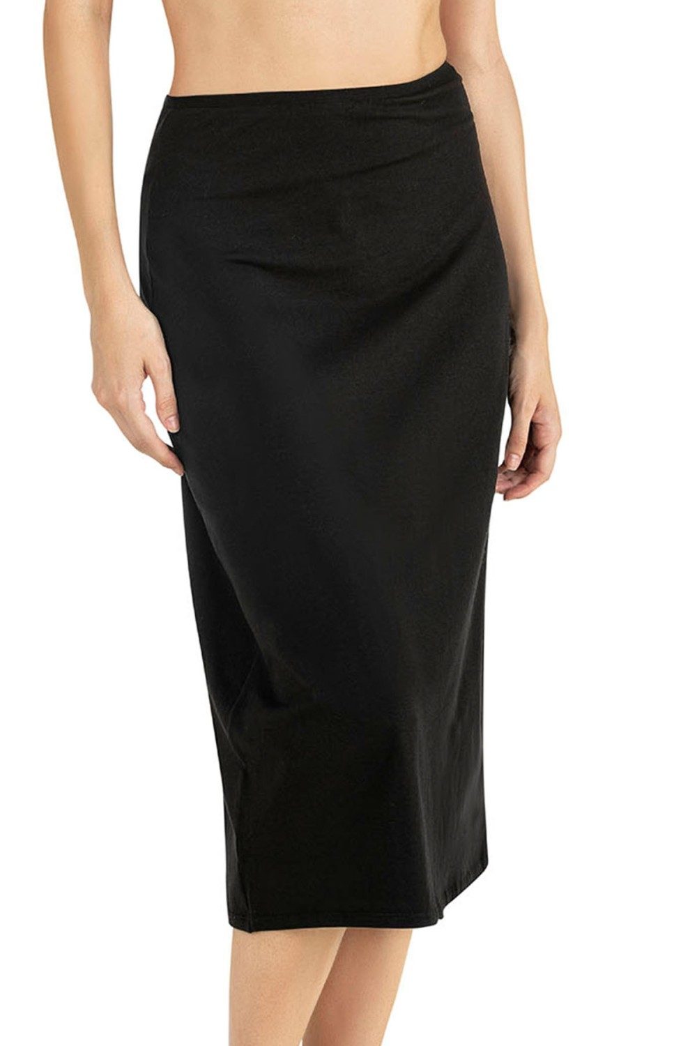 Kaygan Viskon Uzun Jüpon Fabony 1220 - Siyah