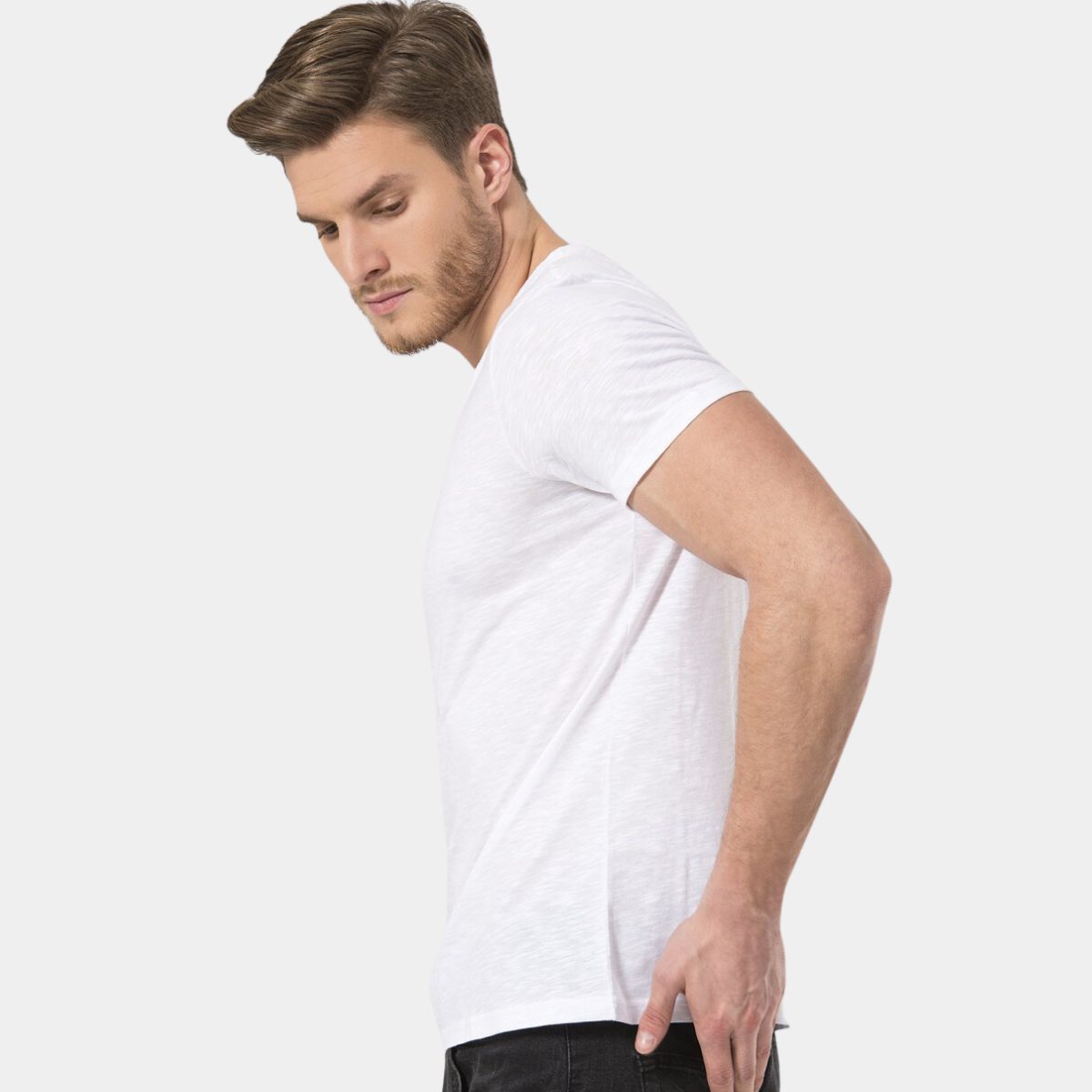 Wtshirt Pamuklu V Yaka Kısa Kollu Atlet Wtshirt 7137 - Görsel 2
