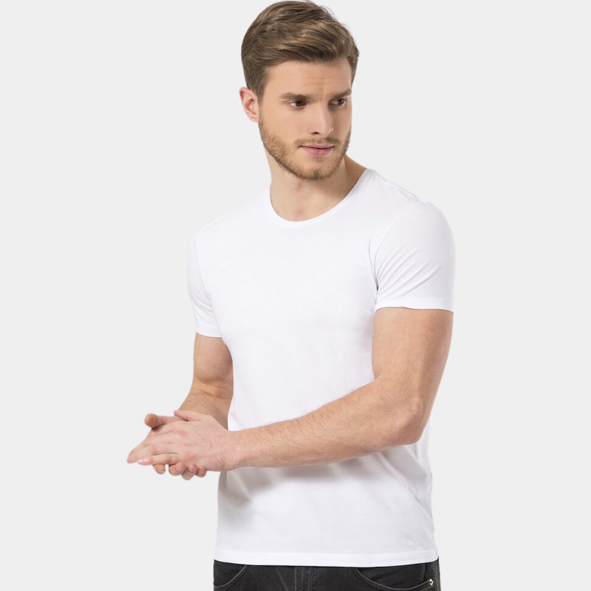 Wtshirt Kısa Kollu Bisiklet Yaka Pamuklu Tişört Wtshirt Carlo