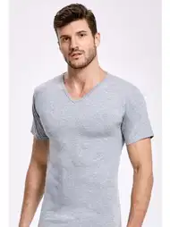 Pamuklu V Yaka Kısa Kollu Erkek Atlet İlke 1034