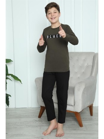 Black Yazılı Erkek Çocuk Penye Pijama Takım Akbeniz 20419