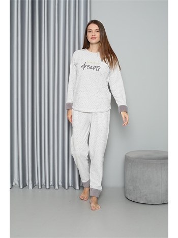 Peluşlu Welsoft Uzun Kollu Polar Kadın Pijama Takımı Akbeniz 8515