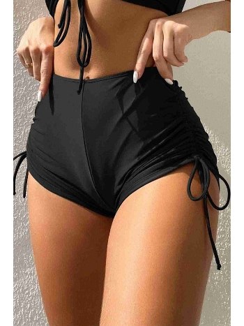 Angelsin Özel tasarım Büzgü Detaylı Bikini Altı Siyah