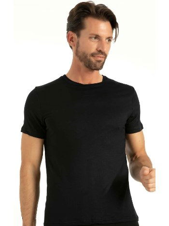 Bambu O Yaka Kısa Kol Fanila Siyah Q-En 602 - 2