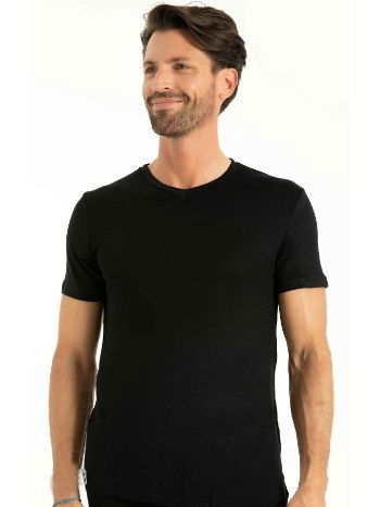 Bambu V Yaka Kısa Kol Fanila Siyah Q-En 603 - 2