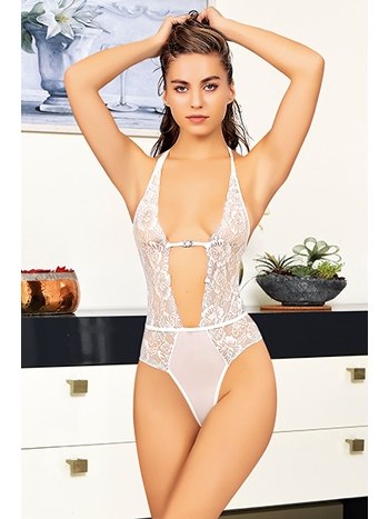 Beyaz Dantel Detaylı Tek Parça Bodysuit Sistina 889