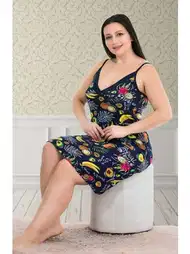 Pamuklu Elastan Büyük Beden Tunik Elbise Lady 8716