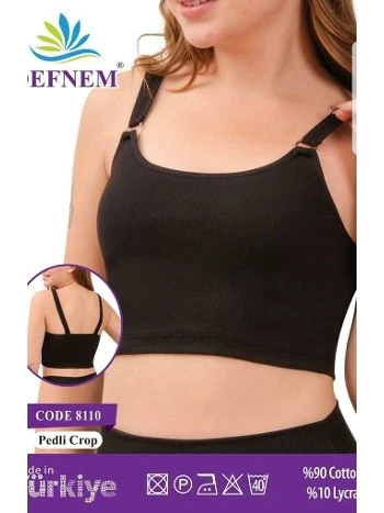 Metal Tokalı Ayarlanabilir Askılı Pamuklu Pedli Crop Defnem 8110