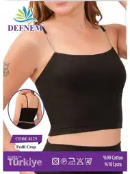 Taş Askılı Pamuklu Pedli Kadın Crop Defnem 8125