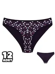 Mor Çiçek Desenli Yüksek Bel Bikini Külot Slip Dondeza 101