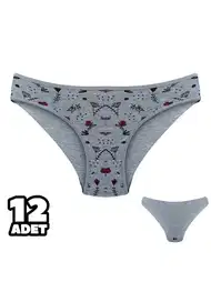 Gri Desenli Yüksek Bel Bikini Külot Dondeza 101140