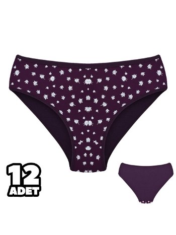 Pamuklu Mor Desenli Kadın Slip Külot Dondeza 201137