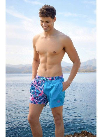 Tropikal Desenli Polyester Erkek Deniz Şortu Doreanse 3838