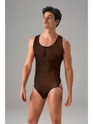 Arkası Açık Tül Body Siyah Erkek Doreanse 3013