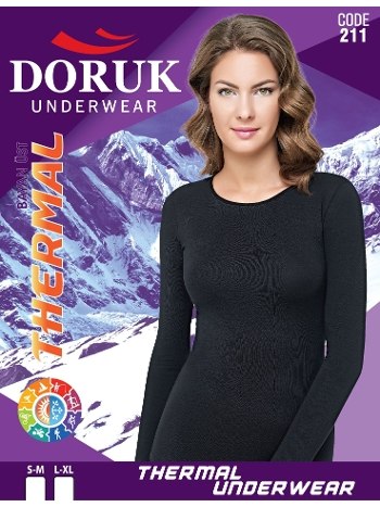 Yuvarlak Yaka Uzun Kollu Kadın Termal Fanila Doruk 211