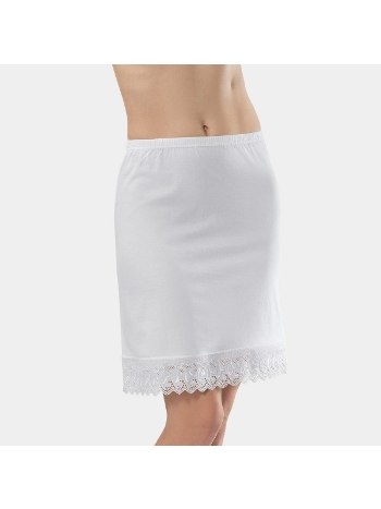 Lastikli Dantelli Kadın Jüpon Pamuk Beyaz Türen 246