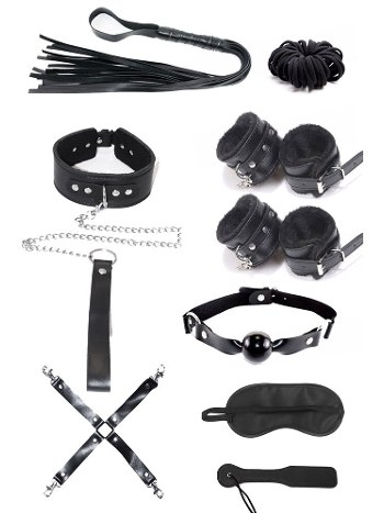 Deri 10Lu Fantezi Harness Aksesuar Seti MissisX 90001