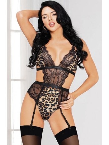 Siyah Leopar Desenli Jartiyer Takımı For Dreams 8284