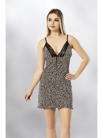 Leopar Baskılı Kadın Gecelik Kota 6354
