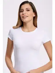 Likralı Tek Parça Body Pamuklu Beyaz İlke 2260