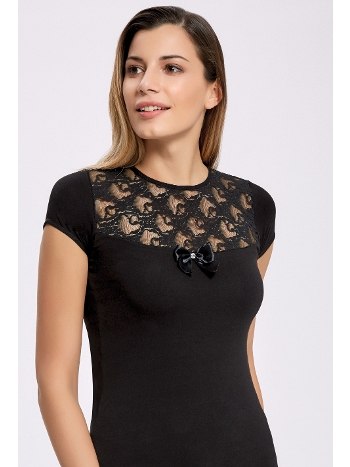 Dantelli Kollu Pamuklu T-shirt İlke 2501