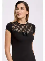 Dantelli Kollu Pamuklu T-shirt İlke 2501