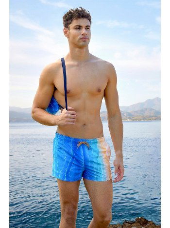 Modal Pamuk Elastan Okyanus Baskılı Kısa Şort Mayo Doreanse 3835