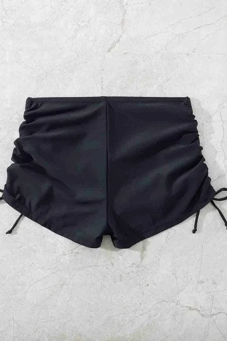Angelsin Özel tasarım Büzgü Detaylı Bikini Altı Siyah - Siyah