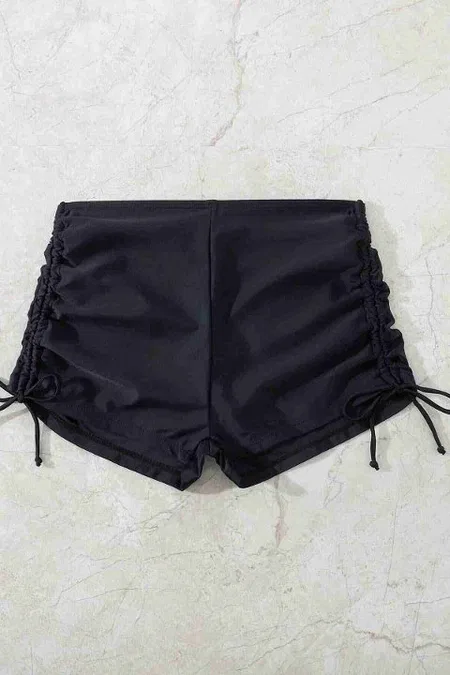 Angelsin Özel tasarım Büzgü Detaylı Bikini Altı Siyah - Siyah