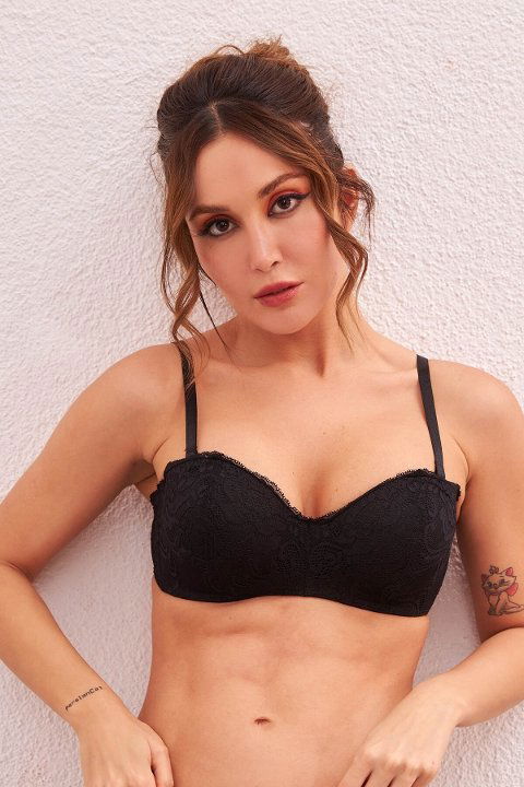 Dantelli Siyah Straplez Sütyen NBB 30007