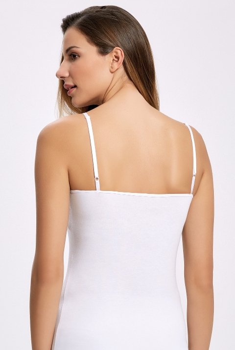 Pamuklu Ayarlanabilir Askılı Atlet İlke 2306 - Beyaz