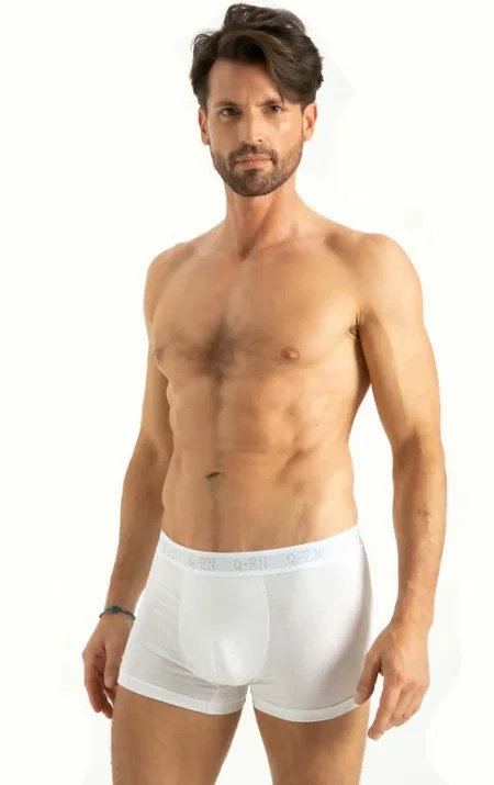 Pamuklu Esnek Bel Boxer Q-En 500 - Beyaz