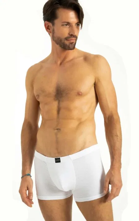 Bambu Elastan Geçme Bel Boxer Q-En 514 - Beyaz