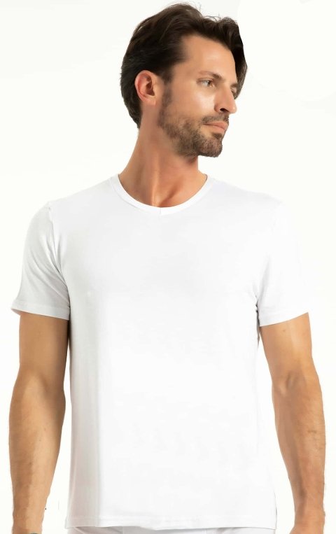 Bambu V Yaka Kısa Kol Fanila Siyah Q-En 603