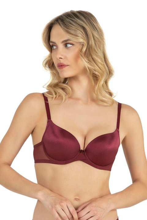 Dantel Detaylı Basic Tül Çapraz Sütyen Fabony 3140 - Bordo