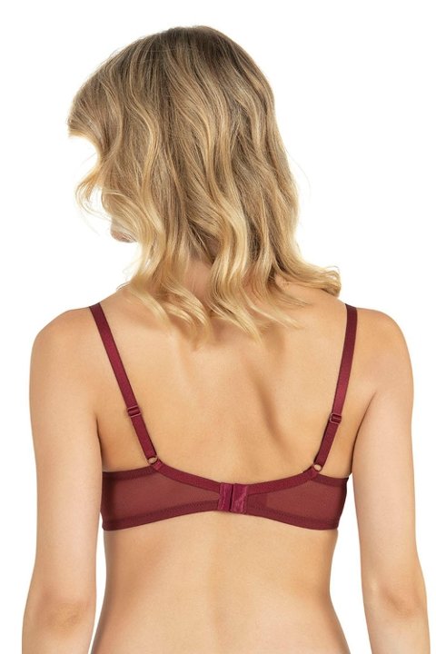 Dantel Detaylı Basic Tül Çapraz Sütyen Fabony 3140 - Bordo