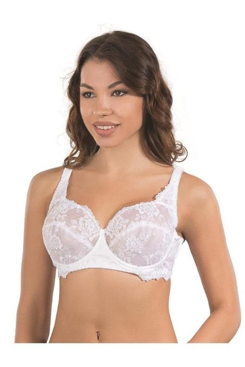 Balenli Dantelli Sütyen Siyah Emay 146 - Beyaz