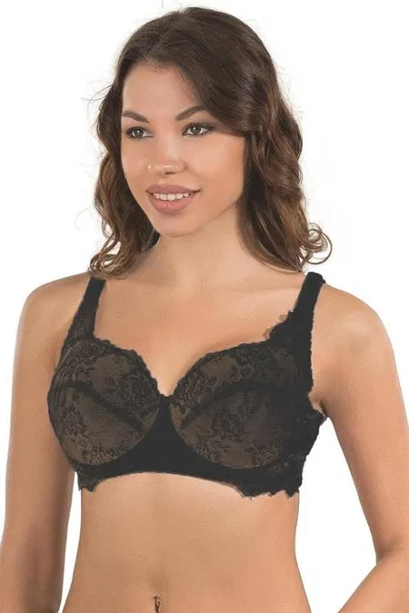 Balenli Dantelli Sütyen Siyah Emay 146 - Siyah