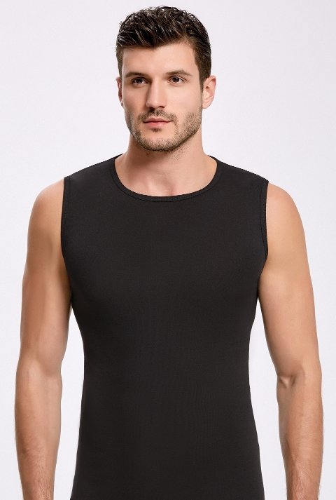 Pamuklu Beyaz Bisiklet Yaka Kolsuz Atlet Erkek İlke 1006 - 2