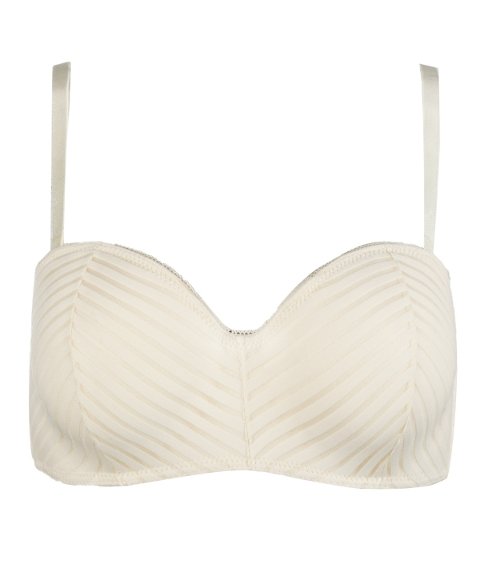 Dantel Detaylı Desteksiz Straplez Sütyen NBB 3001 - Ekru