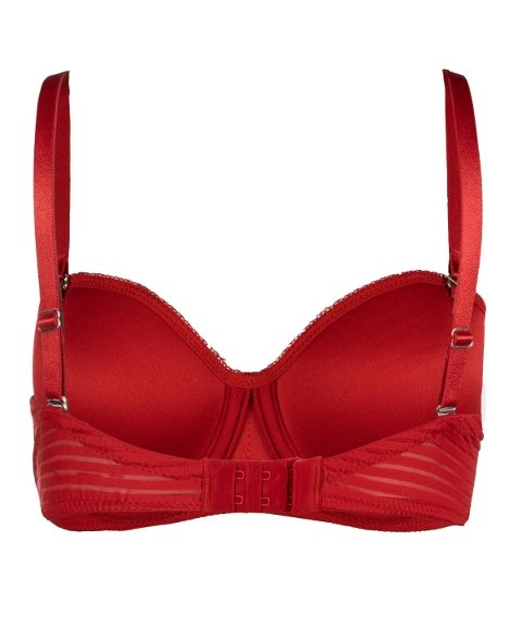 Dantel Detaylı Desteksiz Straplez Sütyen NBB 3001 - Kırmızı