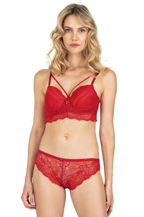 Dantelli Bralet Destekli Sütyen Takım Fabony 4210 - Kırmızı