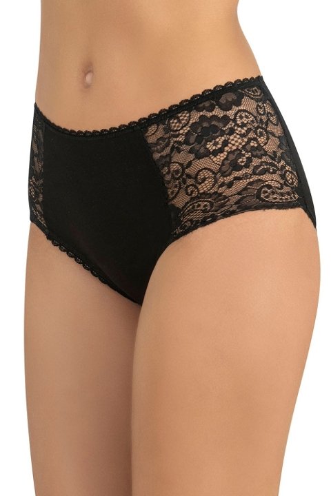 Dantelli Kenarı Geniş Yüksek Bel Külot Fabony 1250 - Siyah