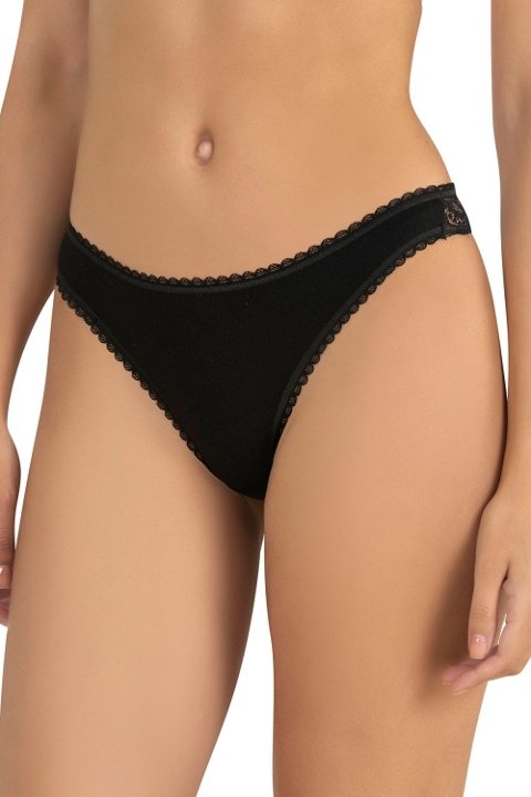 Dantel Detaylı Minimal String Külot Fabony 1200 - Siyah