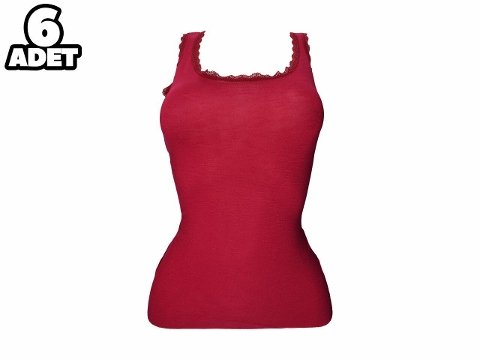 Defnem Flamlı Dantelli Yaka Kalın Askılı Kadın Atlet 6lı Defnem 5209 - Görsel 4