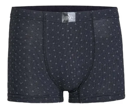 Likralı Pamuklu Desenli Boxer İlke 1601 - Siyah