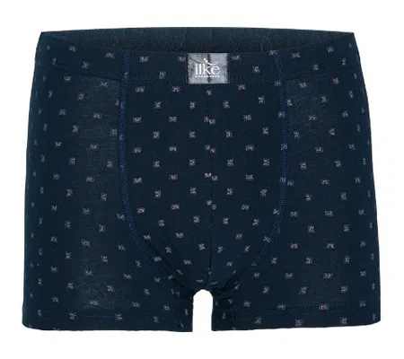 Likralı Pamuklu Desenli Boxer İlke 1601 - Lacivert